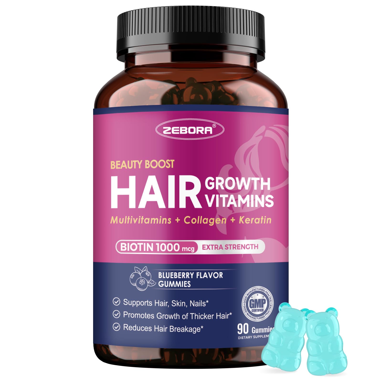 ZEBORA Biotin Gummies bottle label