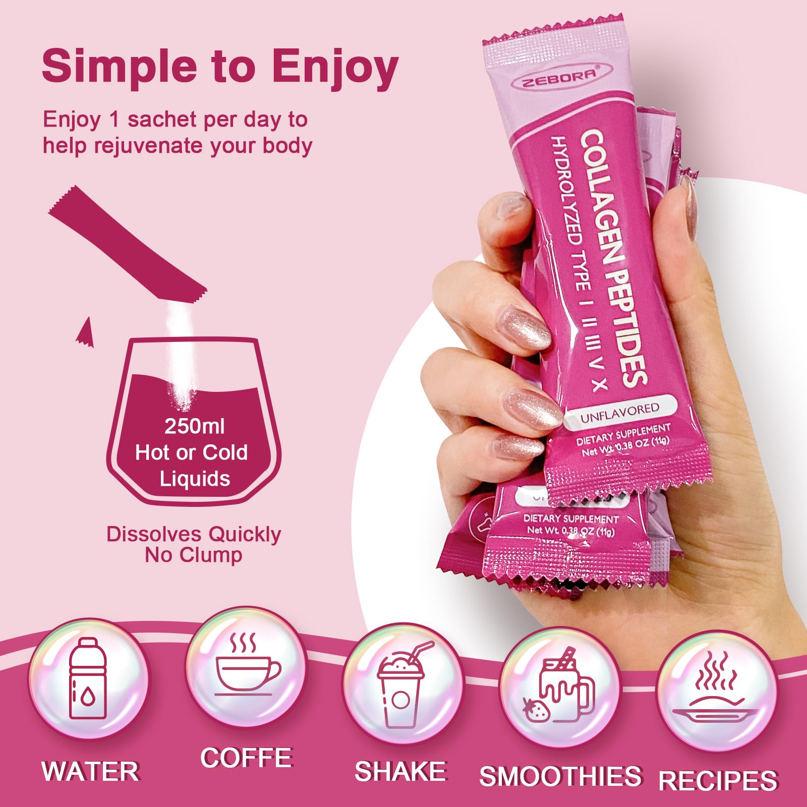 Suggestions for mixing ZEBORA collagen sticks into beverages