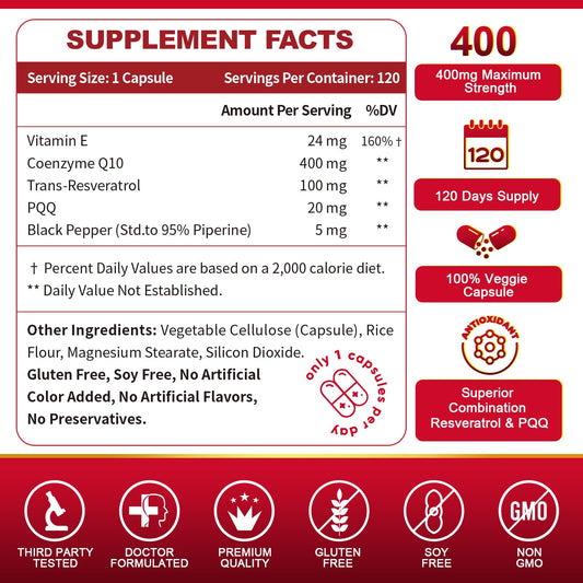 Close-up of ZEBORA CoQ10 veggie capsules