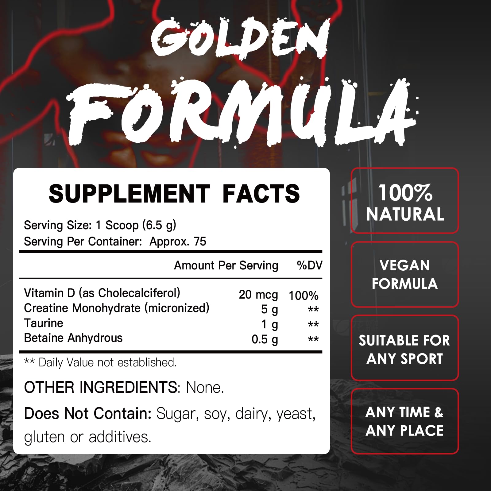 Back label with supplement facts and ingredients