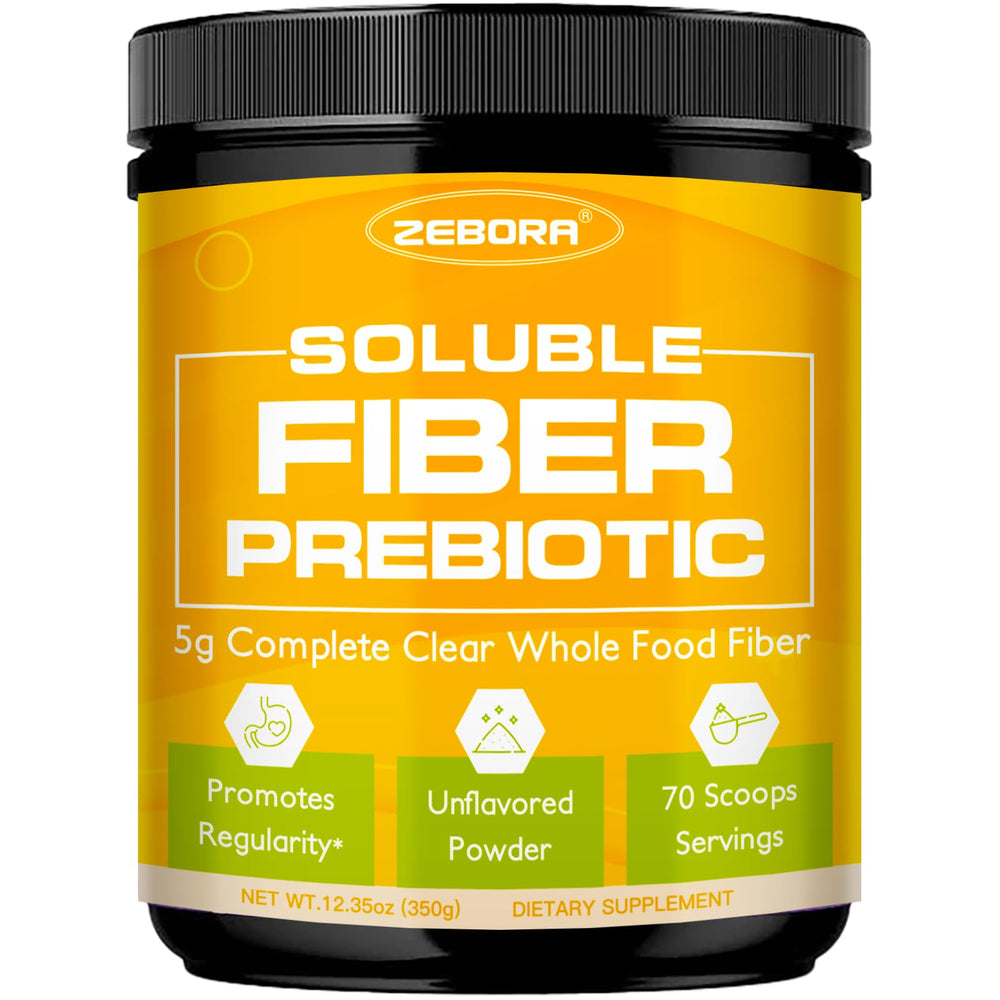 ZEBORA Fiber Supplement Powder bottle on kitchen counter