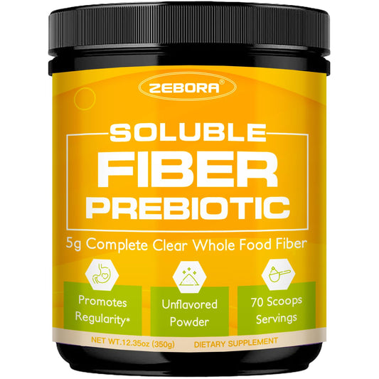 ZEBORA Fiber Supplement Powder bottle on kitchen counter