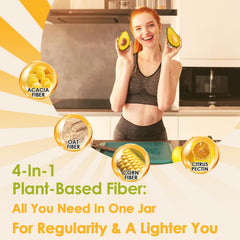 Close-up of ingredients: acacia fiber, oat fiber, corn fiber, and citrus pectin