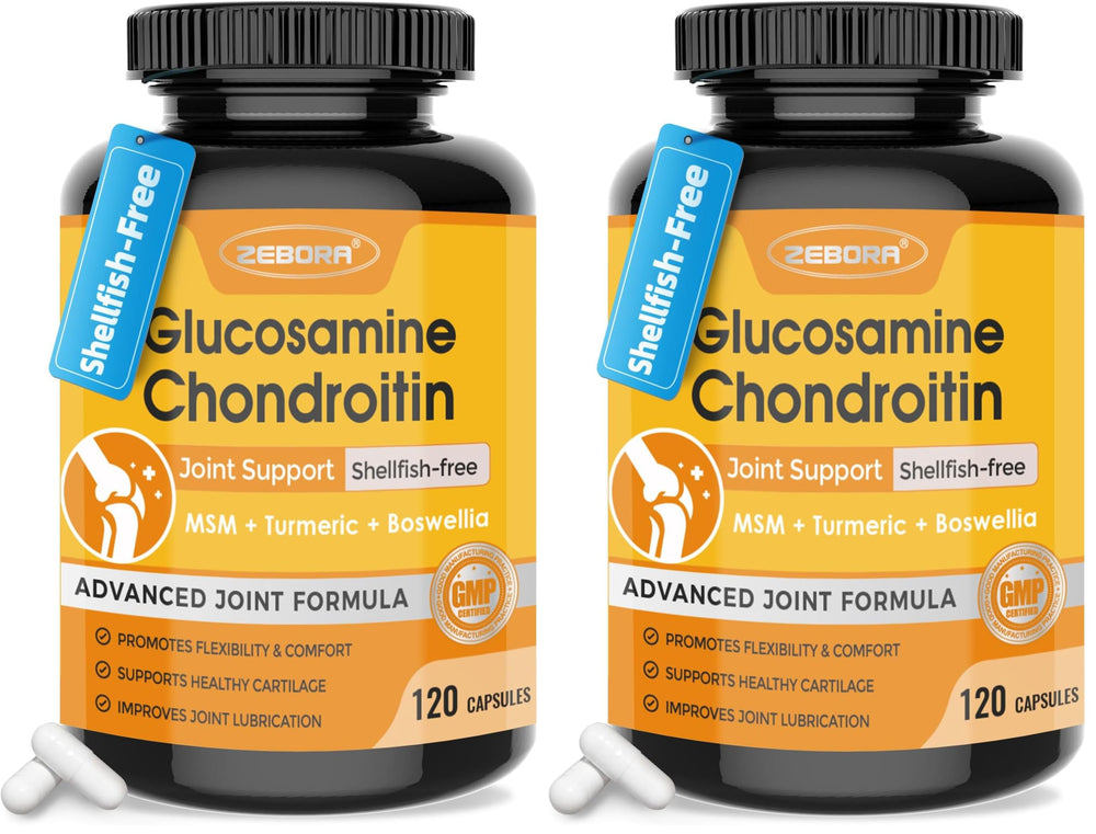Front view of ZEBORA Glucosamine Chondroitin Pack 2 120 capsules