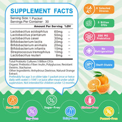 Single-serve probiotic powder packet for kids