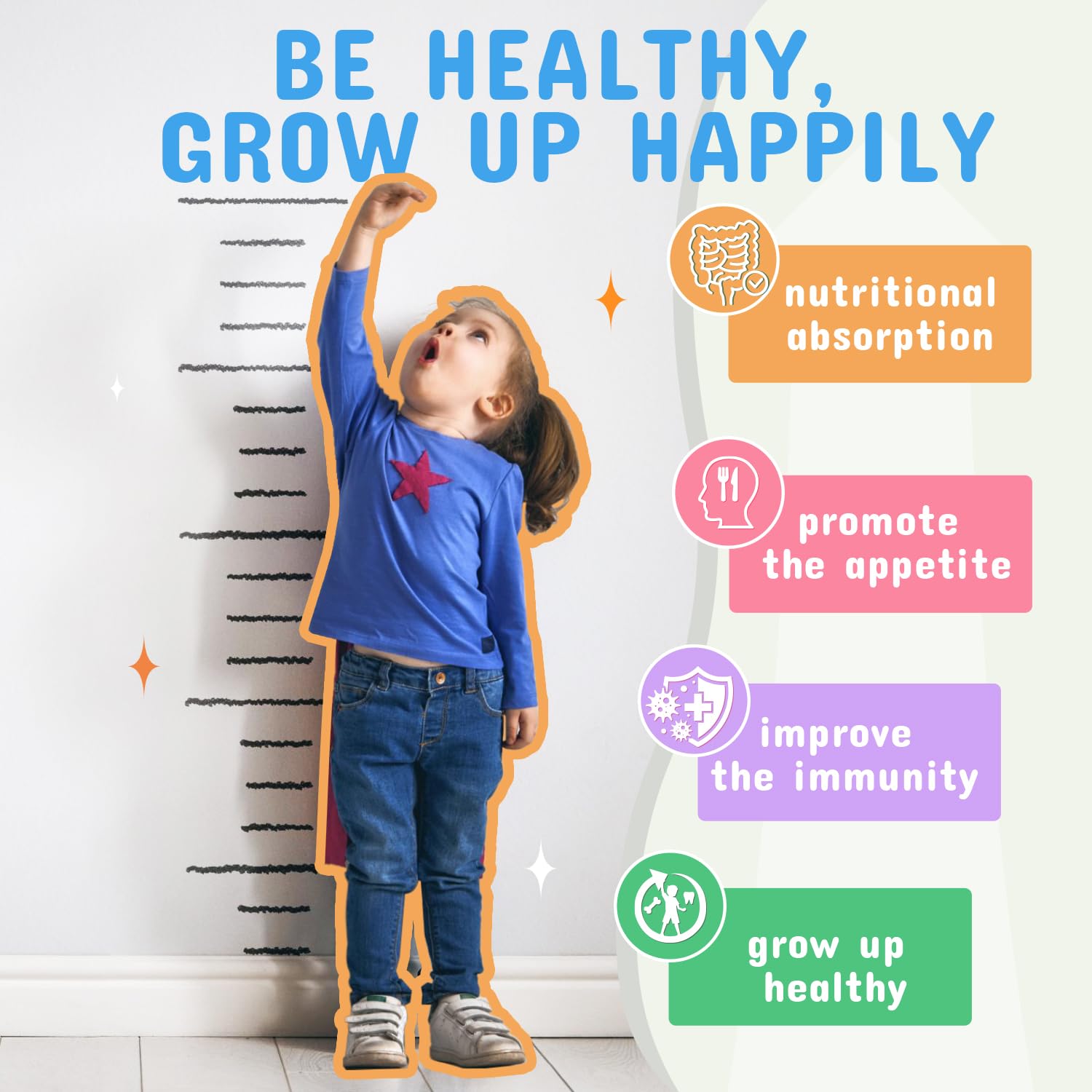 Orange-flavored probiotic powder for children 3+