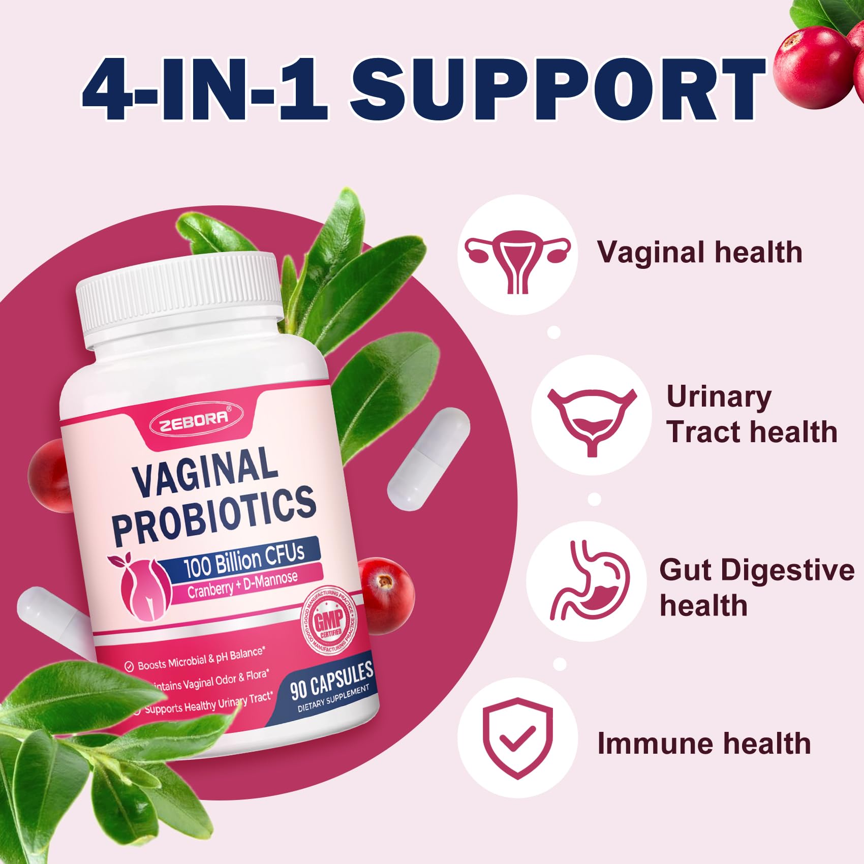 Organic cranberry and D-mannose ingredients label