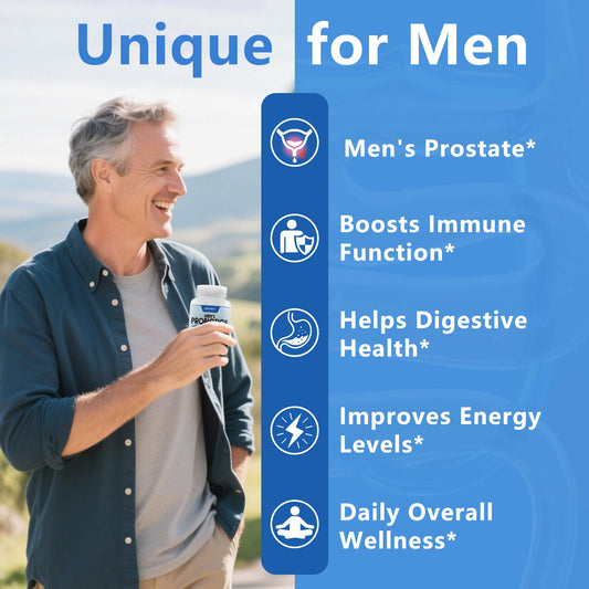 Close-up of ZEBORA Probiotics for Men bottle with 180 capsules