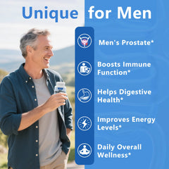Close-up of ZEBORA Probiotics for Men bottle with 180 capsules