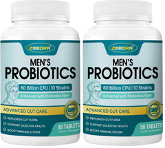 ZEBORA Probiotics for Men bottle displaying 60B CFU and 10 strains