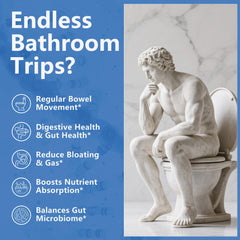 Graphic illustrating men's digestive health with ZEBORA probiotics