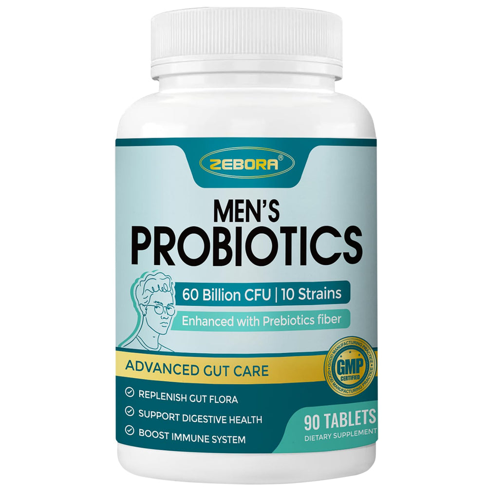 ZEBORA Probiotics for Men + Prebiotics bottle label