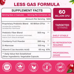 Close-up of cranberry and probiotic capsules
