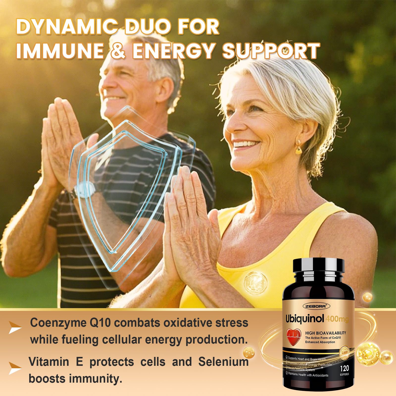 120-count bottle of Ubiquinol CoQ10 softgels