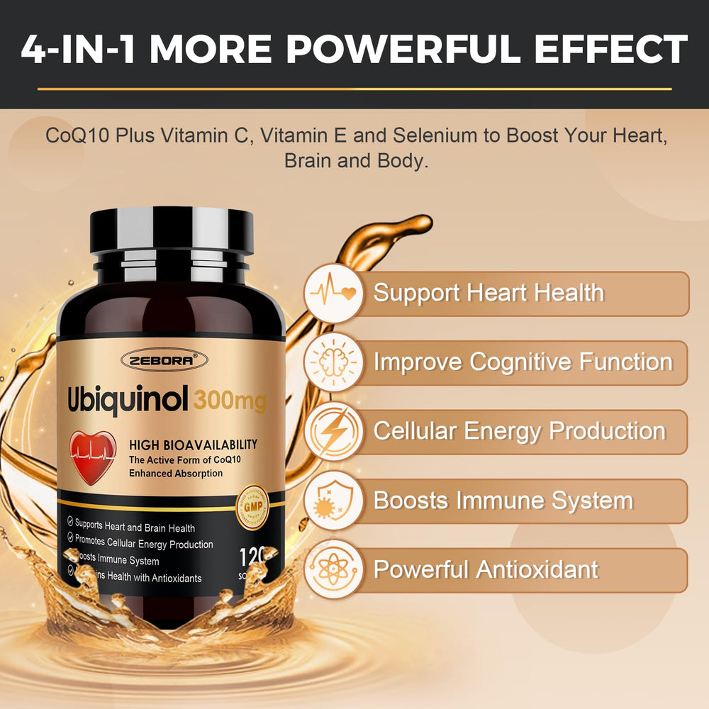Graphic showing heart health support with ubiquinol