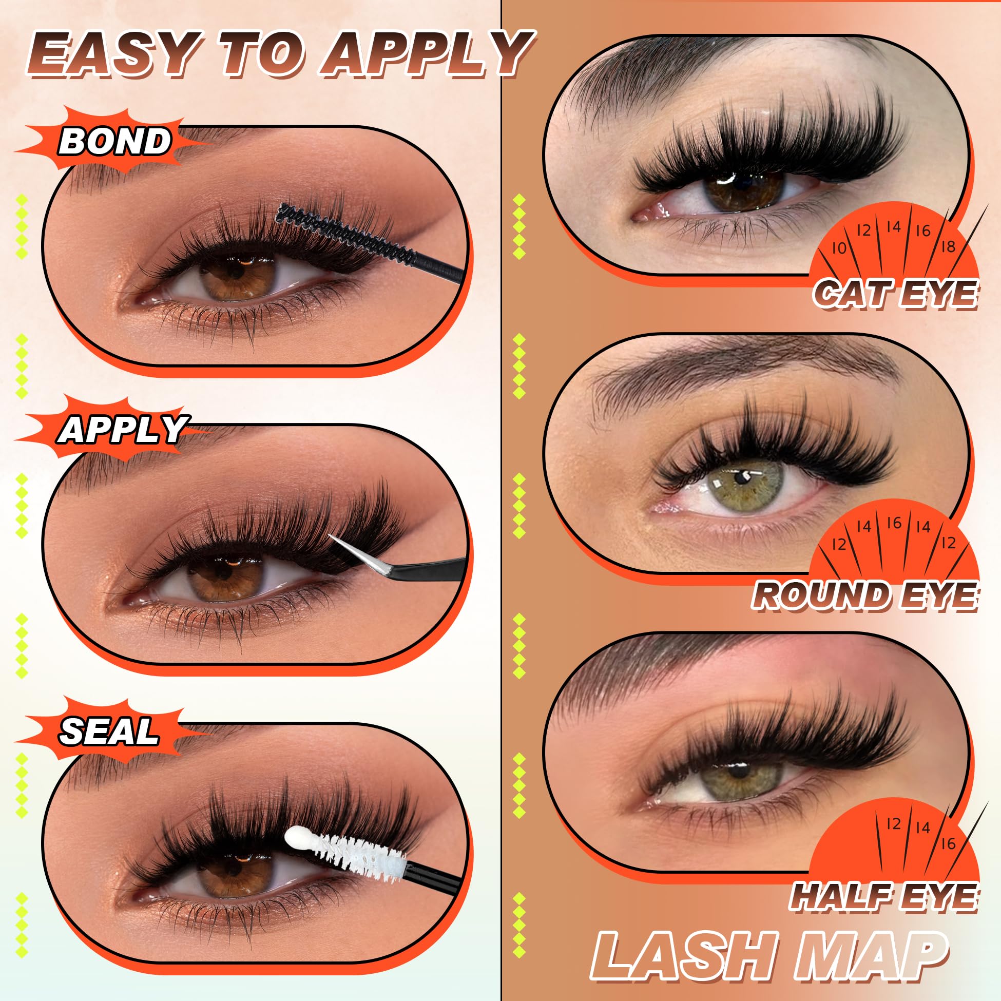 Zegaine customizable lengths enable DIY lash maps from 10 to 18mm.