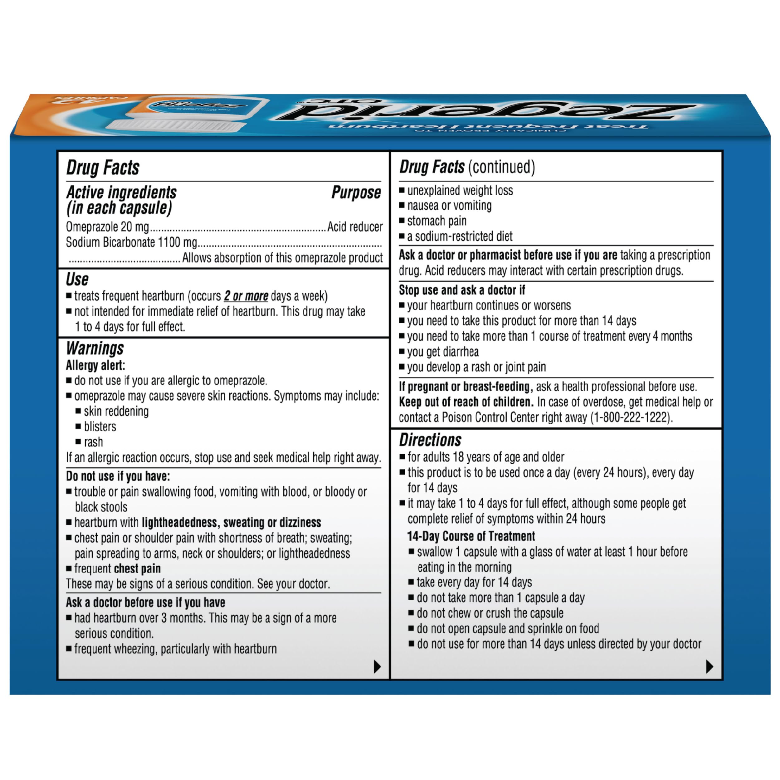 Zegerid OTC before-meal dose demonstrates simple daily routine.