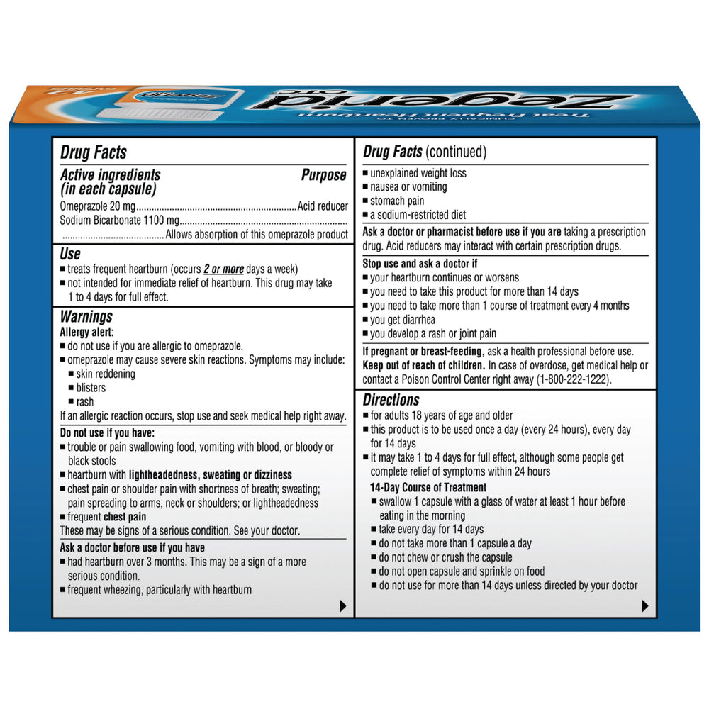 Zegerid OTC before-meal dose demonstrates simple daily routine.