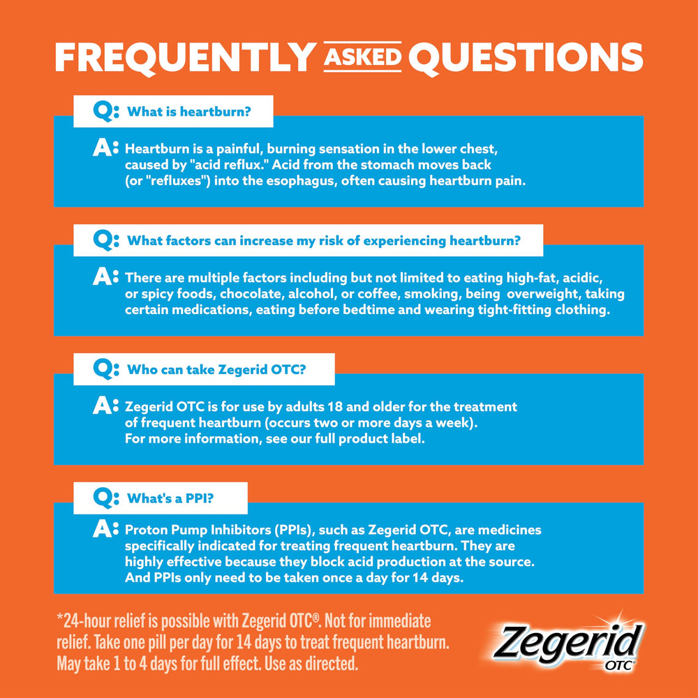 Zegerid OTC night-use capsule pictured for overnight heartburn relief.