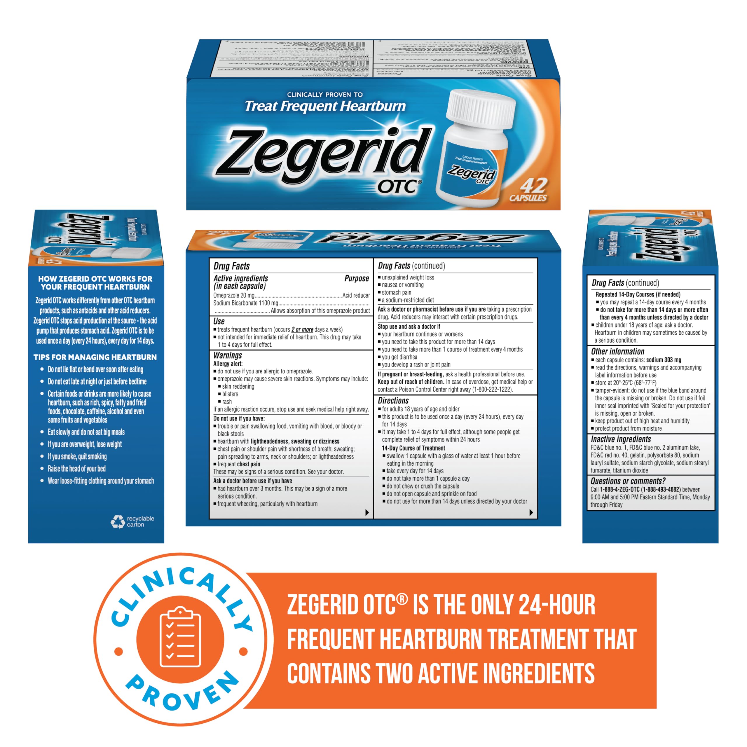 Zegerid OTC double-carton pack is ideal for home or office storage.