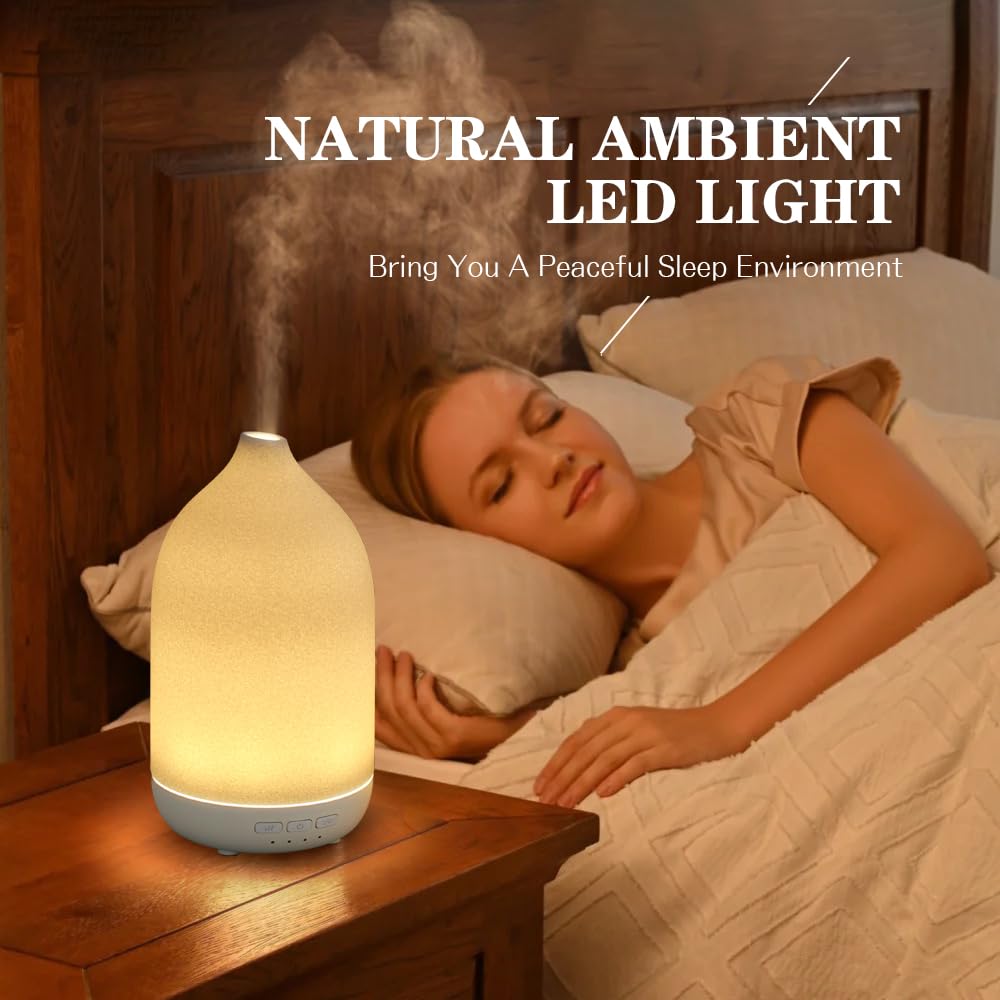 Silent operation ceramic essential oil diffuser in a living room