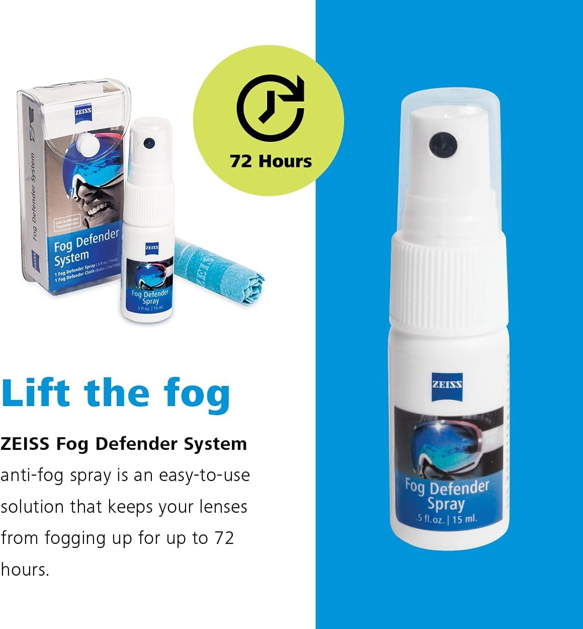 ZEISS Fog Defender kit components laid out