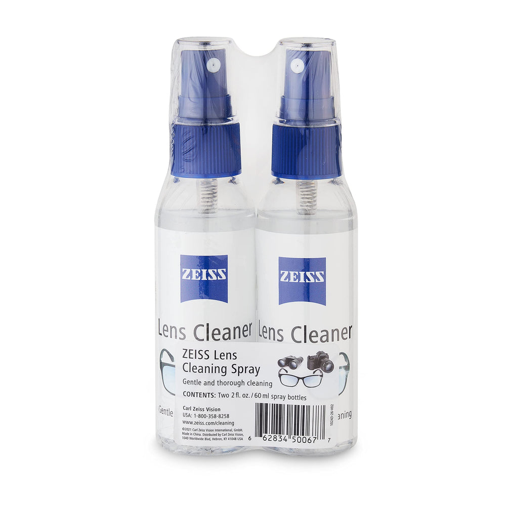 Close-up of ZEISS cleaning spray label on bottle