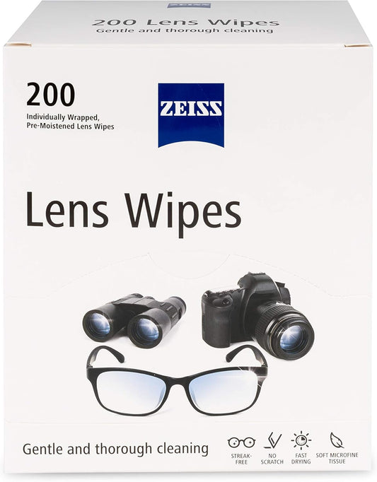 Box of ZEISS Pre-Moistened Lens Cleaning Wipes (200 Count)