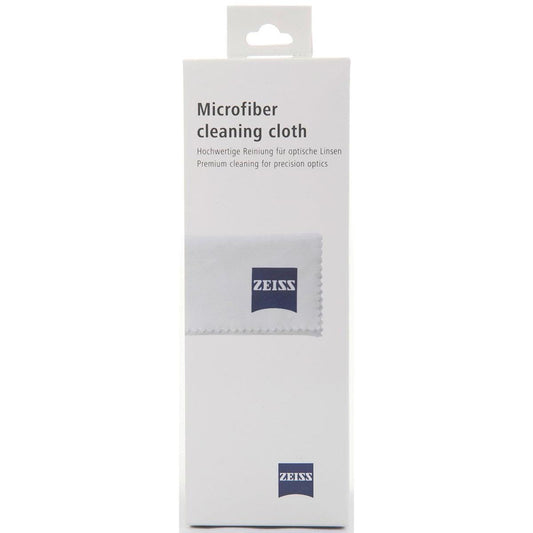 Close-up of Zeiss microfiber cleaning cloth laid out for optics cleaning