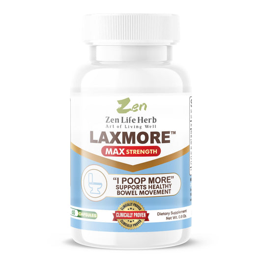 Zen Life Herb LAXMORE bottle and ingredients
