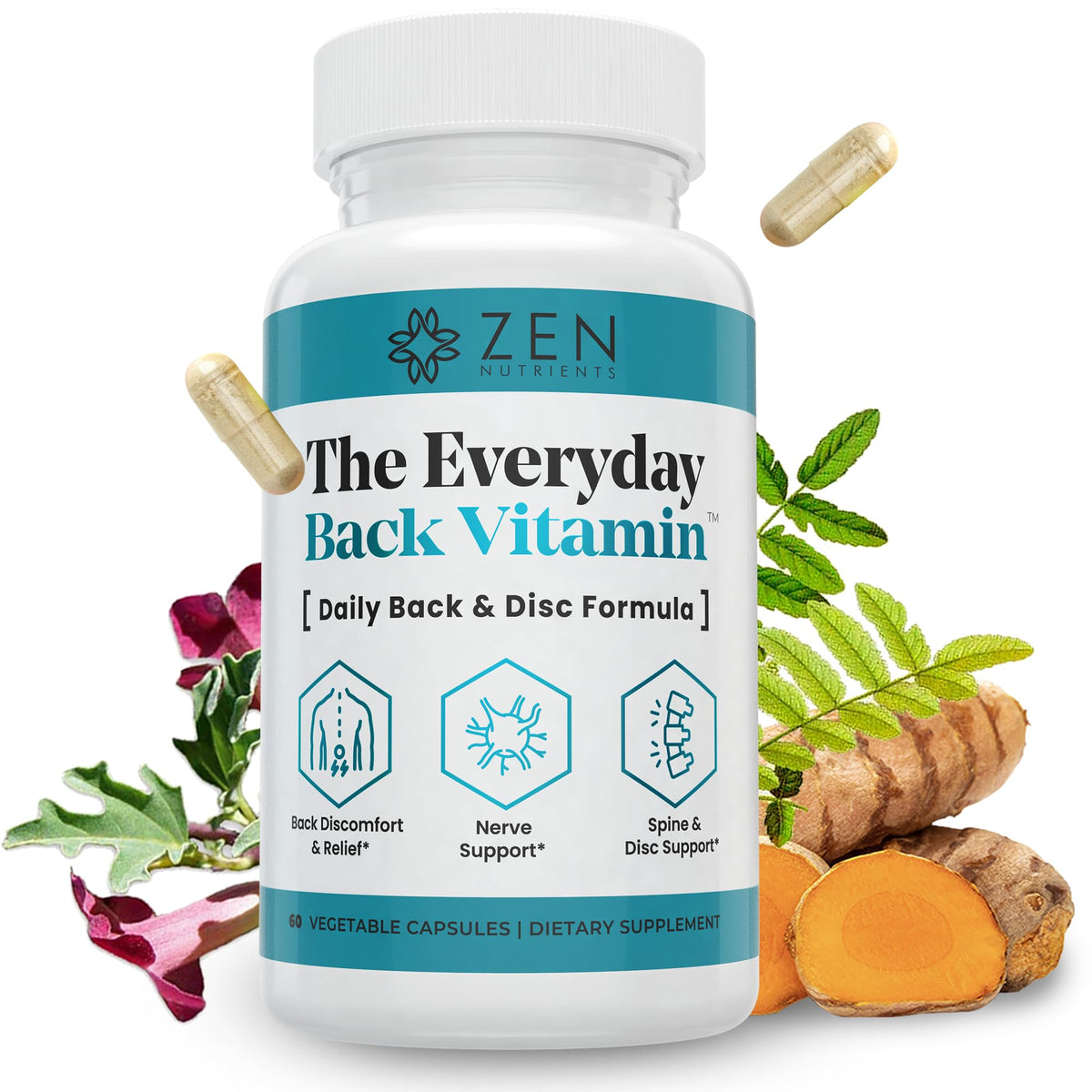 Zen Nutrients Everyday Back Vitamin bottle with 60 capsules