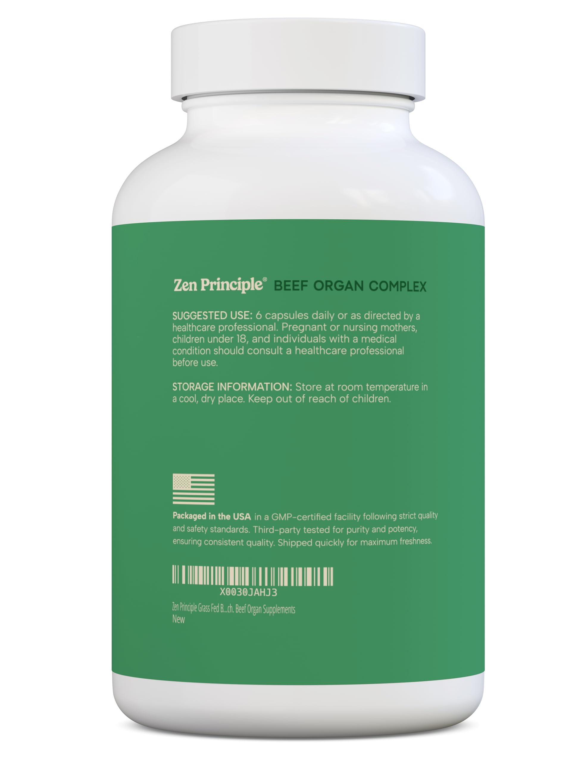 Zen Principle beef pancreas capsules offer B vitamins for steady energy.