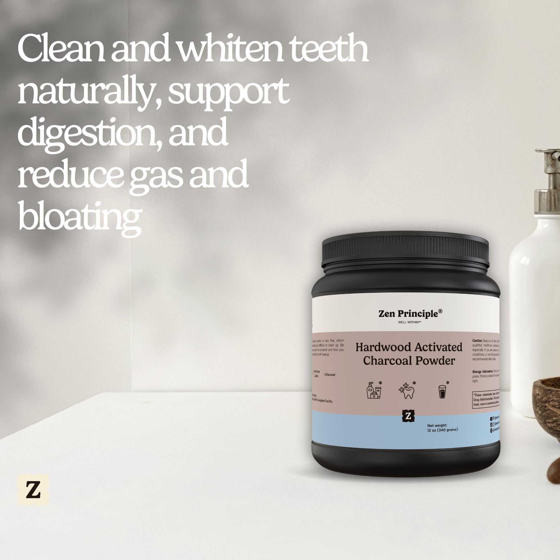 Charcoal powder used for teeth whitening