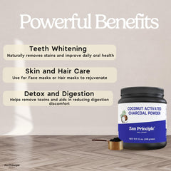 Charcoal powder added to a beverage for detox