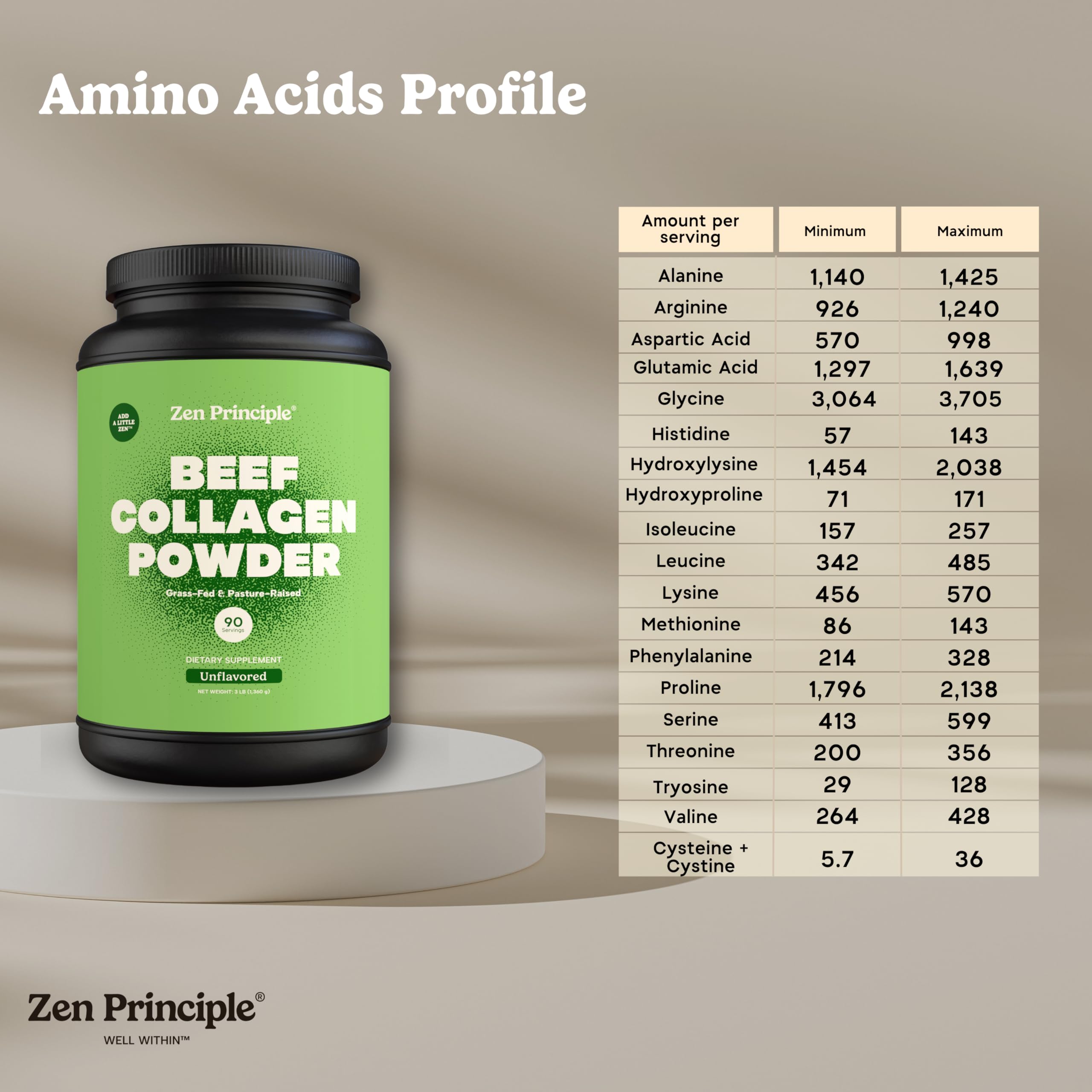 Zen Principle collagen dissolves smoothly in water or coffee