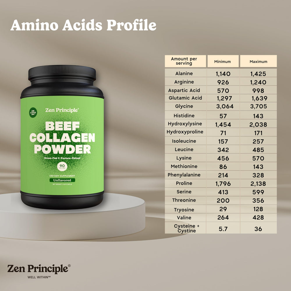 Zen Principle collagen dissolves smoothly in water or coffee