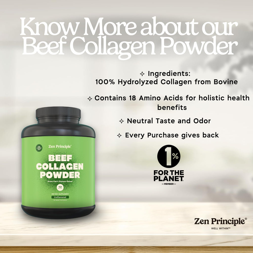 Zen Principle collagen blends into a smoothie for daily nutrition