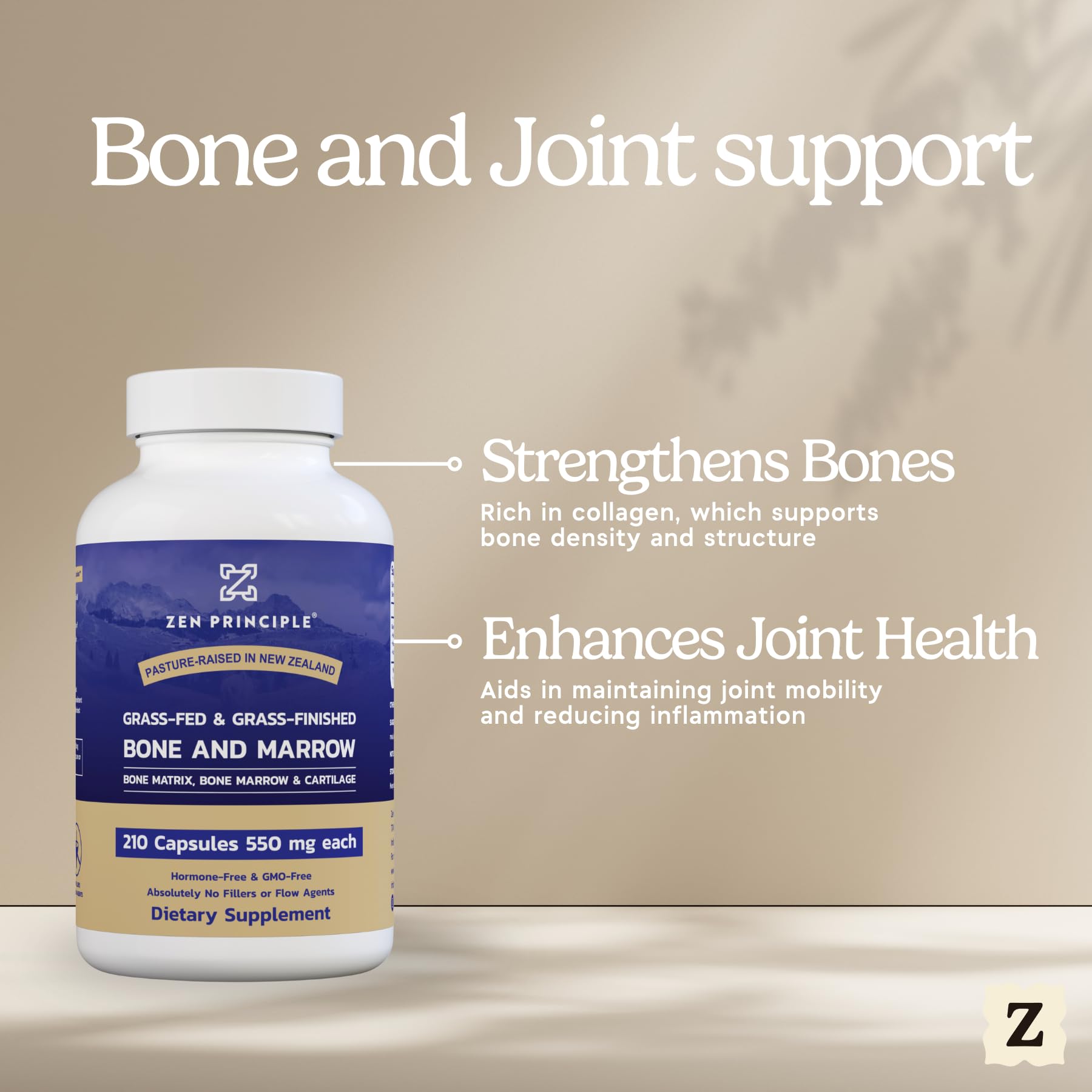Nutrition and ingredients highlights on Zen Principle bone marrow supplement