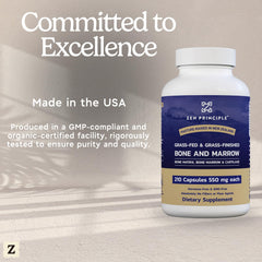 Back panel of Zen Principle bone marrow supplement bottle showing nutrition facts