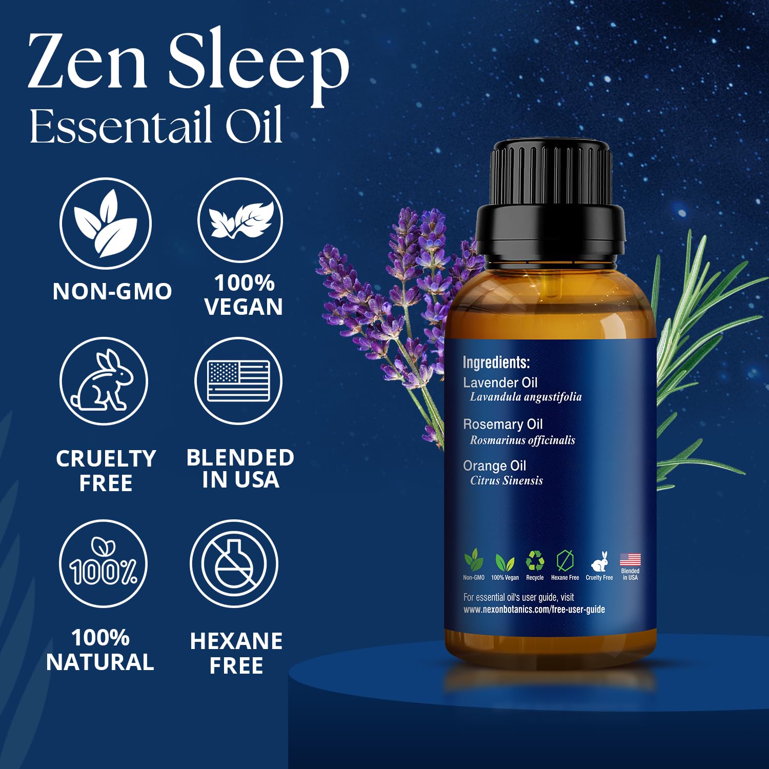 Pillow with a few drops of Zen Sleep essential oil on bedding
