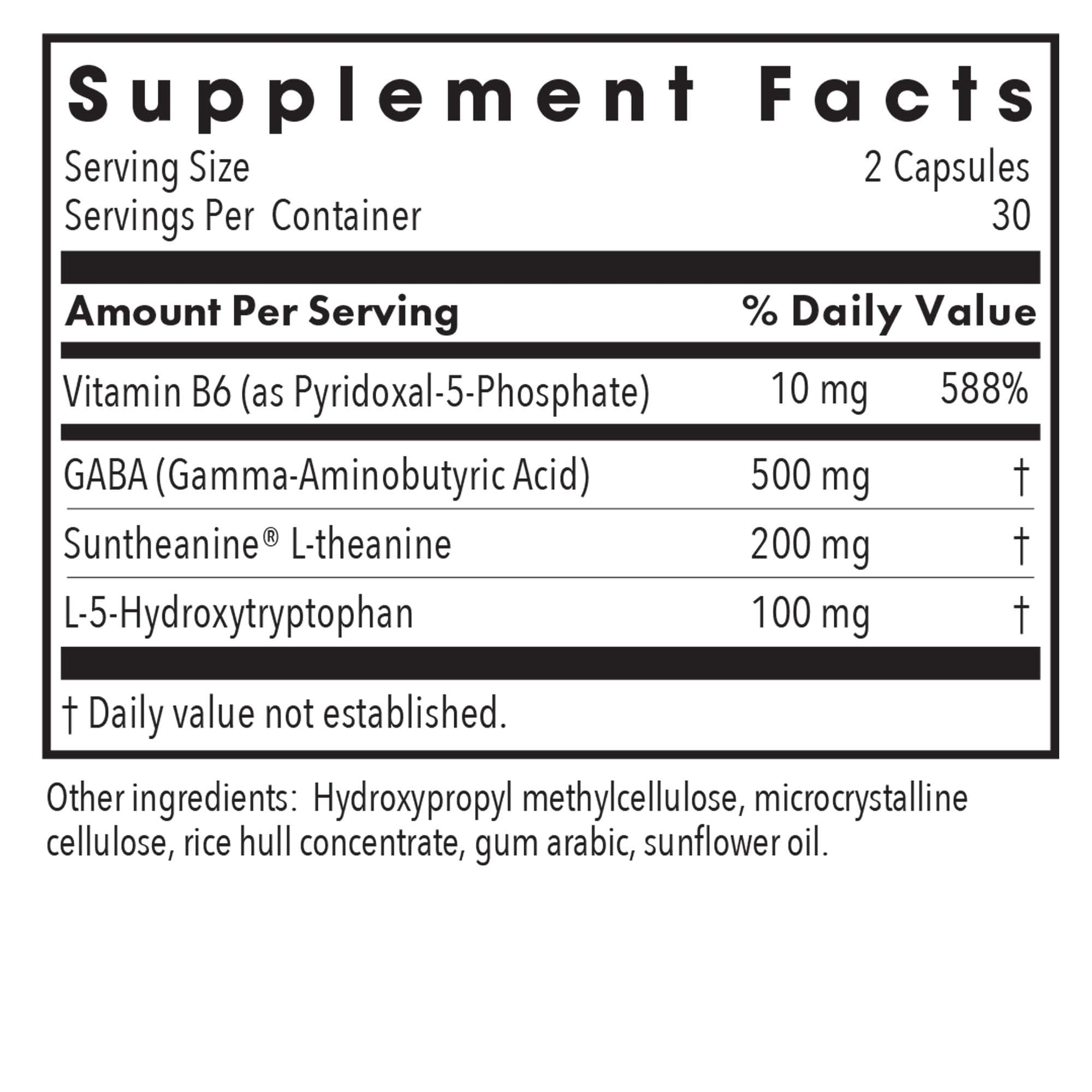 Zen Sleep ingredients highlighting P5P, 5-HTP, B6 with GABA and L-Theanine