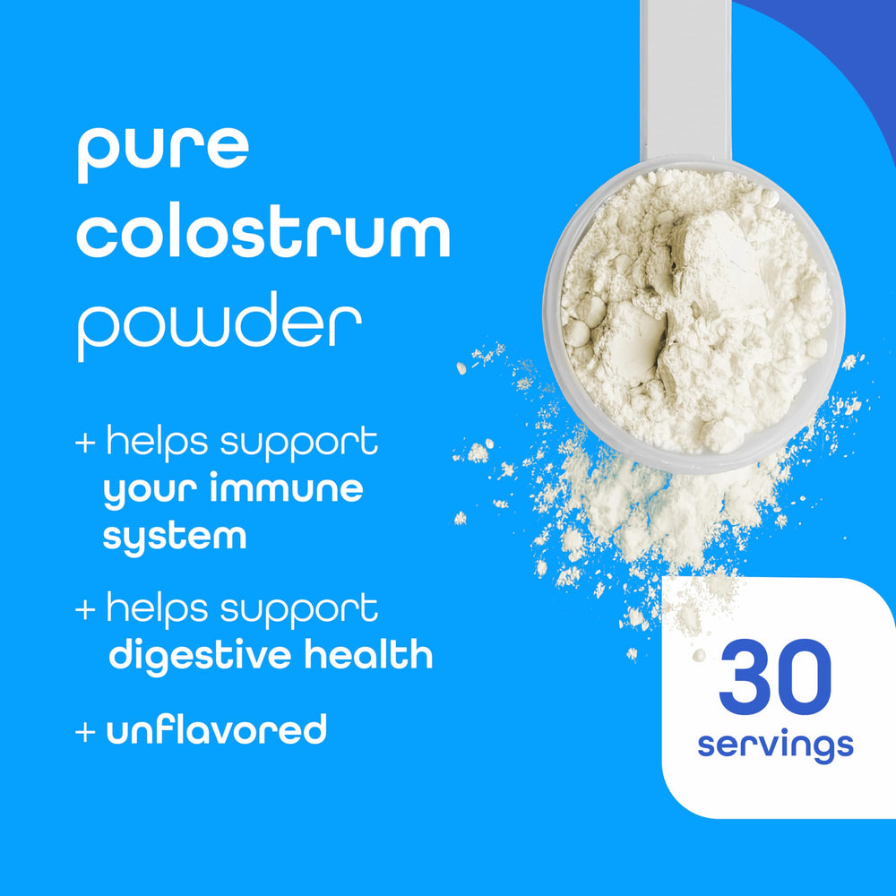 Scoop of unflavored bovine colostrum powder