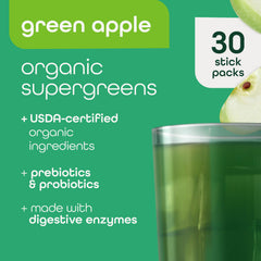 Individual green apple flavor stick packet from Zena Greens