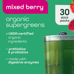 Product tub of Zena Nutrition Organic Super Greens Powder