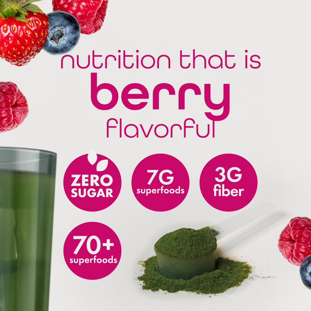 Serving scoop with mixed berry flavored powder