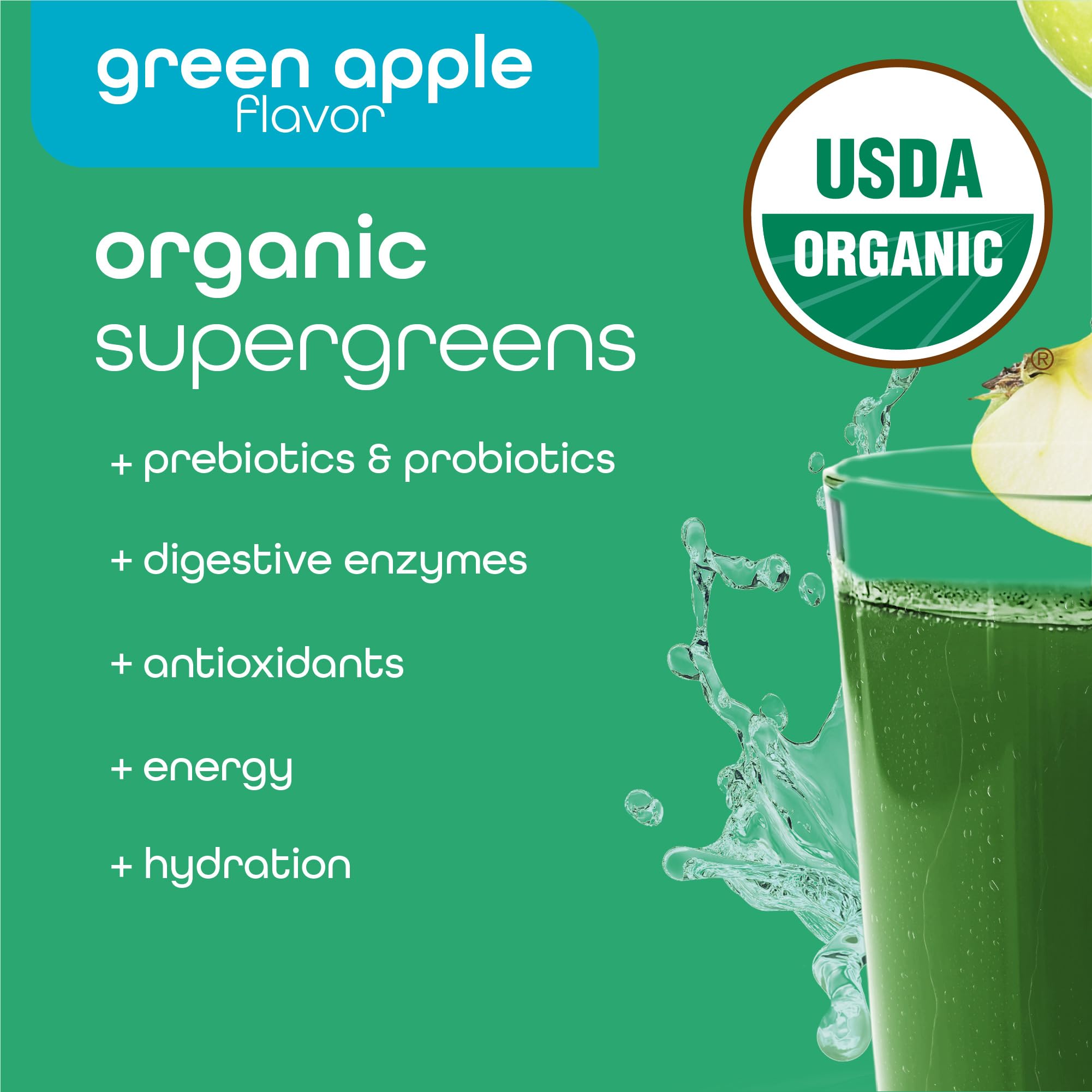 On-the-go Zena Organic Super Greens stick packs