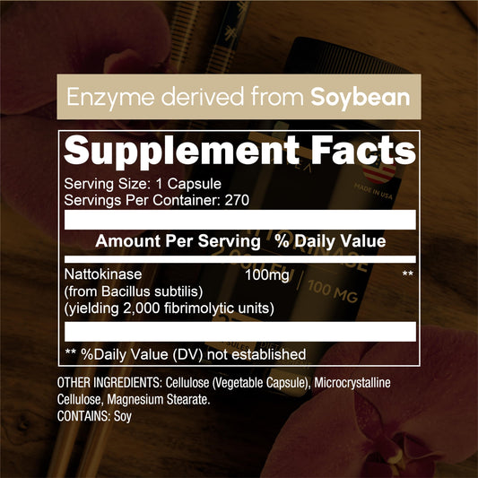 Close-up of Zenavea Nattokinase label showing 2000 FU