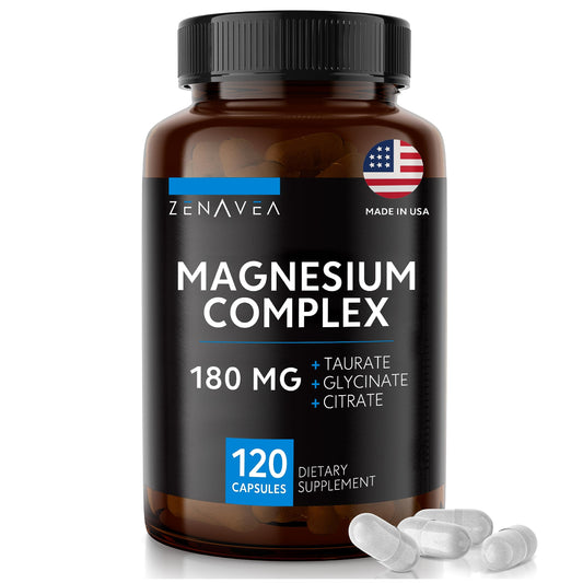 Front view of Zenavea Triple Magnesium Complex bottle