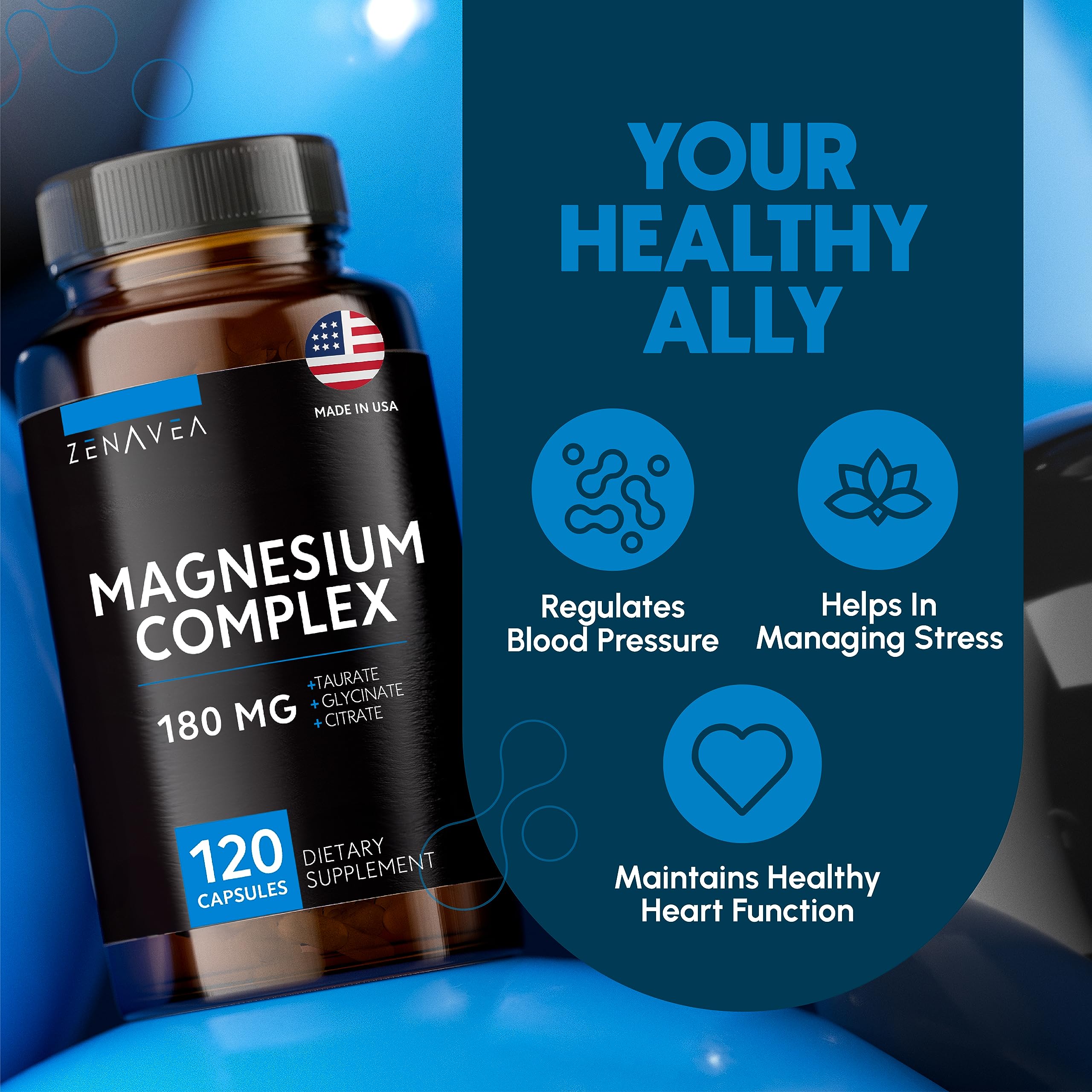 Zenavea vegan magnesium capsules with packaging