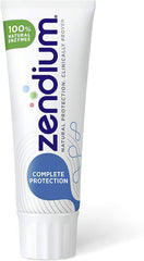 Close-up of Zendium toothpaste tube packaging with mint flavor